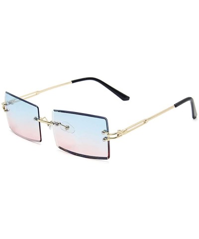 Oval Square Ultra-Small Frame sunglasses for Women Men Rectangle Retro see through lens rimless sunglasses - 7 - CG1985DNLIM ...