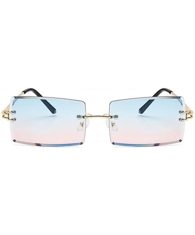Oval Square Ultra-Small Frame sunglasses for Women Men Rectangle Retro see through lens rimless sunglasses - 7 - CG1985DNLIM ...
