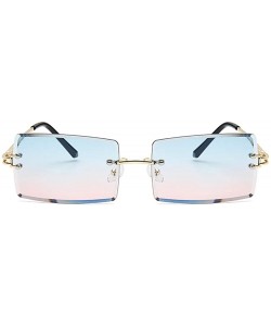 Oval Square Ultra-Small Frame sunglasses for Women Men Rectangle Retro see through lens rimless sunglasses - 7 - CG1985DNLIM ...