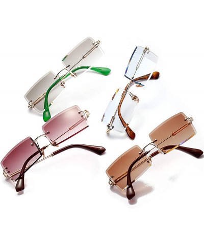 Oval Square Ultra-Small Frame sunglasses for Women Men Rectangle Retro see through lens rimless sunglasses - 7 - CG1985DNLIM ...