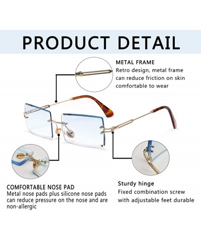 Oval Square Ultra-Small Frame sunglasses for Women Men Rectangle Retro see through lens rimless sunglasses - 7 - CG1985DNLIM ...