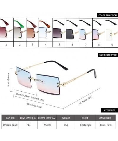 Oval Square Ultra-Small Frame sunglasses for Women Men Rectangle Retro see through lens rimless sunglasses - 7 - CG1985DNLIM ...