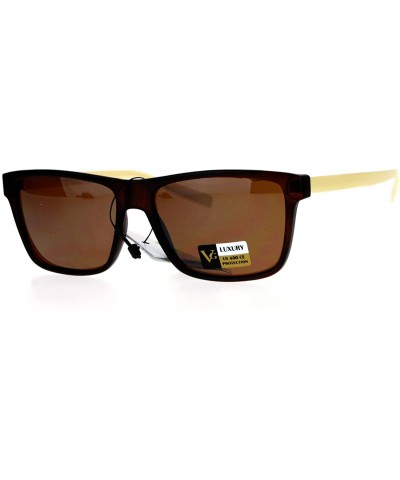 Rectangular Luxury Metal Arm Narrow Rectangular Mens Sunglasses - All Brown - C112IVI5EIH $12.80