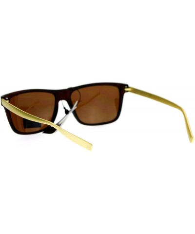 Rectangular Luxury Metal Arm Narrow Rectangular Mens Sunglasses - All Brown - C112IVI5EIH $12.80