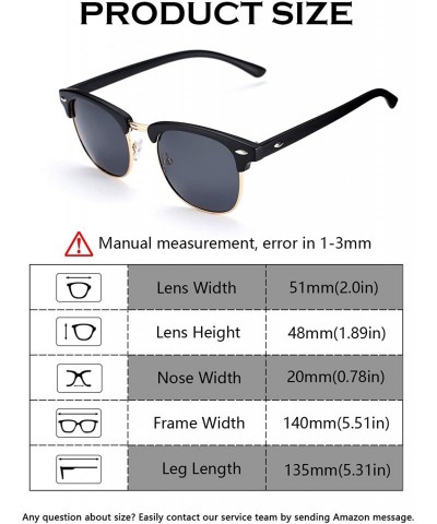 Semi-rimless Semi Rimless Polarized Sunglasses Classic Half Frame Sun Glasses for Women Men UV Protection - C1194TCZHO0 $14.67