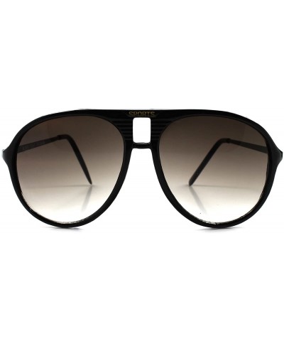 Aviator Classic 80s 90s Vintage Air Force Style Turbo Oversized Matte Sunglasses - Black - CH18932CZEL $14.86