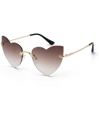 Oversized Polarized Protection Sunglasses Rimless Sunglass - Coffee - CN1902Q04S4 $21.73