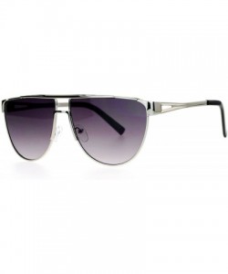 Aviator Unisex Fashion Sunglasses Flat Top Metal Frame Trendy Designer - Silver - CT12EGM8HV3 $10.41