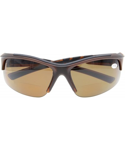 Rimless Unisex Sports Bifocal Half Rimless Sunglasses For Running Fishing - Brown - CG18CL439EE $18.56