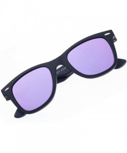Square Italy Made HD Corning Glass Lens Sunglasses Polarized Unisex - Black Rubber/Lilac Mirrored - CL194YI4OXG $35.62