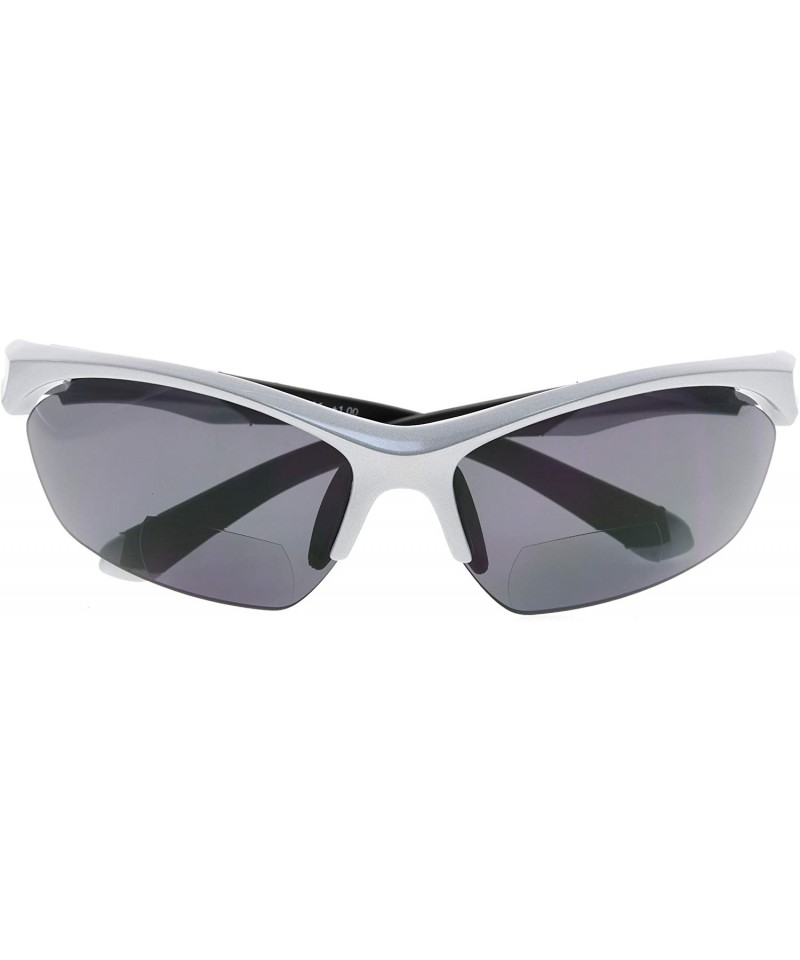 Semi-rimless Retro Mens Womens Sports Half-Rimless Bifocal Sunglasses - Pearly Silver - CU189AIQAGW $15.24