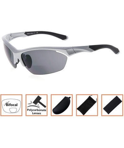 Semi-rimless Retro Mens Womens Sports Half-Rimless Bifocal Sunglasses - Pearly Silver - CU189AIQAGW $15.24