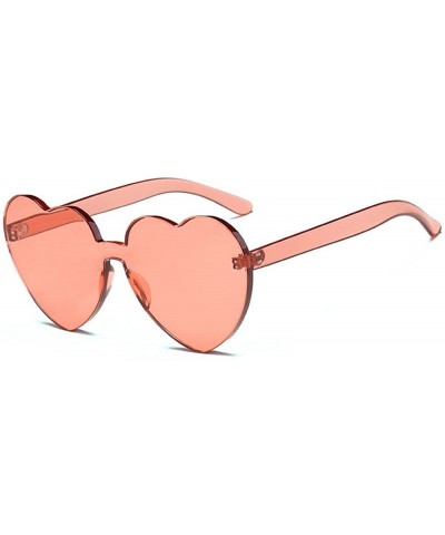 Rimless Women Heart Eyewear Rimless Lovely Ultra-Bold Colorful Mono Block Sunglasses - Watermelon Red - C3188087UXR $29.23