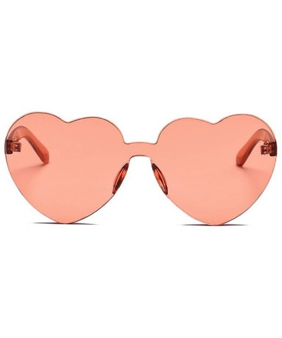 Rimless Women Heart Eyewear Rimless Lovely Ultra-Bold Colorful Mono Block Sunglasses - Watermelon Red - C3188087UXR $16.32