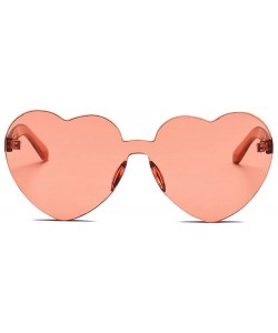 Rimless Women Heart Eyewear Rimless Lovely Ultra-Bold Colorful Mono Block Sunglasses - Watermelon Red - C3188087UXR $16.32