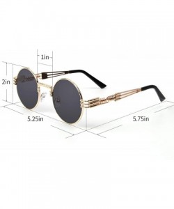 Round Station Round Metal Sunglasses Steam - CF18QHUHKLU $8.33