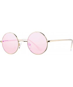 Round Small Round Sunglasses for Women Men John Lennon Hippie Glasses - UV400 Protection - Gold/Pink - CN194R27NWE $11.47
