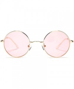 Round Small Round Sunglasses for Women Men John Lennon Hippie Glasses - UV400 Protection - Gold/Pink - CN194R27NWE $11.47