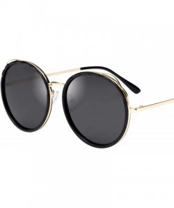 Round Retro Circle Round Sunglasses Polarized UV Protection Metal Cute Catear Sunglasses for Womens Girls 1985 - Black - CX18...