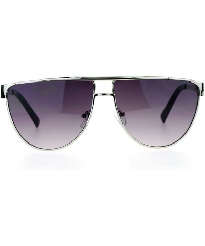 Aviator Unisex Fashion Sunglasses Flat Top Metal Frame Trendy Designer - Silver - CT12EGM8HV3 $10.41