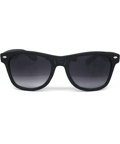 Square CH53 Faux Wood Reflective Revo Color Lens Horn Rimmed Sunglasses - Faux Wood - CN1836E2CRG $12.21