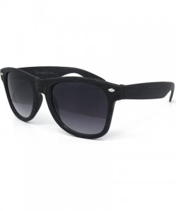 Square CH53 Faux Wood Reflective Revo Color Lens Horn Rimmed Sunglasses - Faux Wood - CN1836E2CRG $12.21