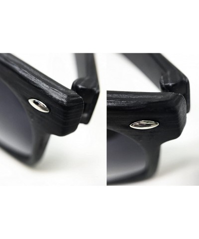 Square CH53 Faux Wood Reflective Revo Color Lens Horn Rimmed Sunglasses - Faux Wood - CN1836E2CRG $12.21