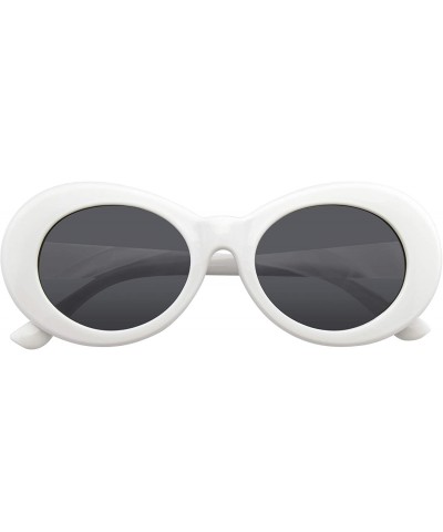 Round Retro Round Oval Clout Round 90's Gradient Lens Sunglasses - White - CE195ZHY94A $14.68