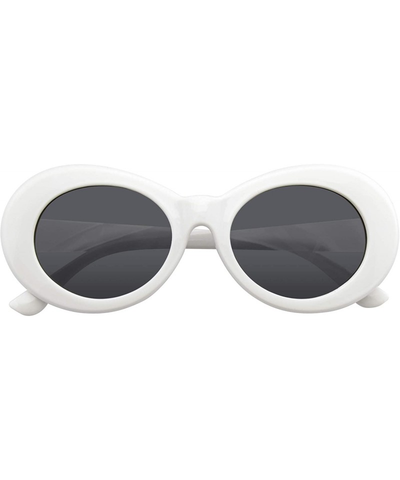 Round Retro Round Oval Clout Round 90's Gradient Lens Sunglasses - White - CE195ZHY94A $14.68