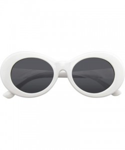 Round Retro Round Oval Clout Round 90's Gradient Lens Sunglasses - White - CE195ZHY94A $14.68