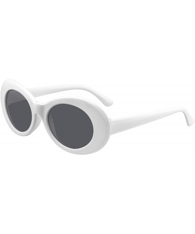 Round Retro Round Oval Clout Round 90's Gradient Lens Sunglasses - White - CE195ZHY94A $14.68