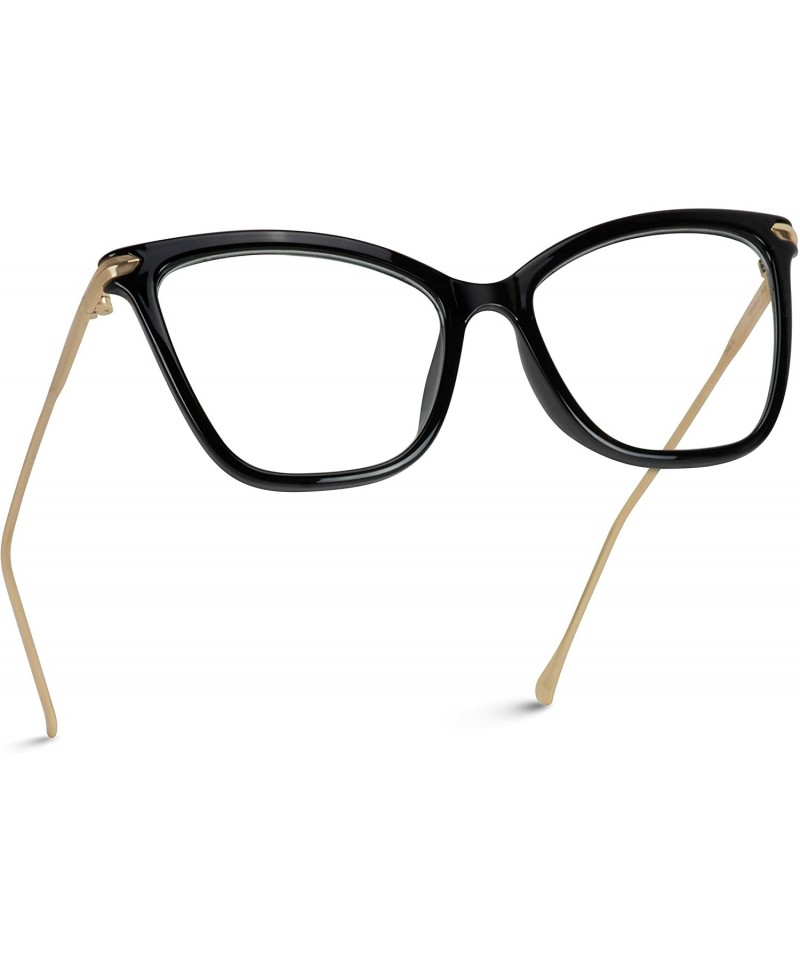 Goggle New Elegant Oversized Clear Cat Eye Glasses - Black & Gold Frame - CL12NUVNKDL $13.05