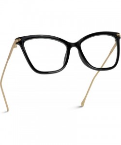 Goggle New Elegant Oversized Clear Cat Eye Glasses - Black & Gold Frame - CL12NUVNKDL $13.05