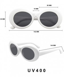 Round Retro Round Oval Clout Round 90's Gradient Lens Sunglasses - White - CE195ZHY94A $14.68