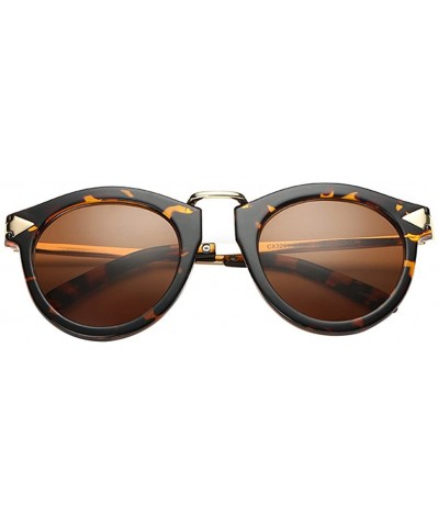 Oval Vintage Glasses Metal Oval Frame Polarized Sunglasses Anti-UV Eyewear - Leopard - CW180RI67L2 $30.19