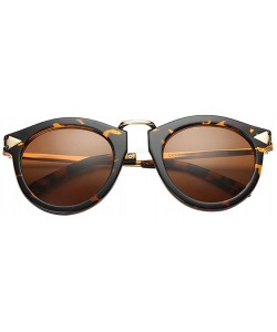 Oval Vintage Glasses Metal Oval Frame Polarized Sunglasses Anti-UV Eyewear - Leopard - CW180RI67L2 $30.19
