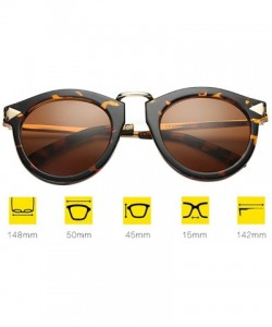 Oval Vintage Glasses Metal Oval Frame Polarized Sunglasses Anti-UV Eyewear - Leopard - CW180RI67L2 $30.19