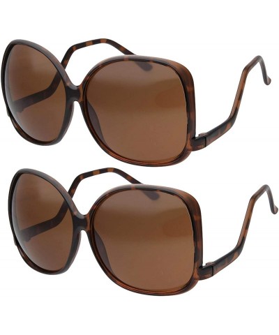 Oversized Women's Oversized Square Drop Temple Fashion Sunglasses - 2 Tortoise - CH18NR3CXQN $12.67
