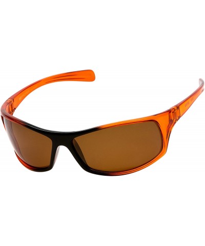 Wrap Polarized Wrap Around Sports Sunglasses - Orange - Amber - CZ18CT02ZM5 $10.54