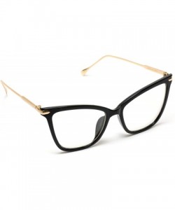 Goggle New Elegant Oversized Clear Cat Eye Glasses - Black & Gold Frame - CL12NUVNKDL $13.05