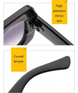 Aviator Unisex Sunglasses Fashion Oversized Square Sunglasses Tricolor PC Sunglasses - Blue Brown Frame Gray Lens - CR18SC66X...