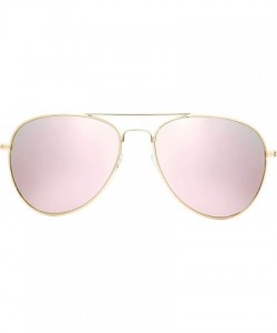 Aviator Classic Metal Frame Mirror Lens Aviator Sunglasses with Gift Box - 04-gold - CY18O44XC2I $9.16