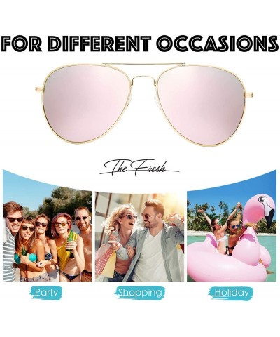 Aviator Classic Metal Frame Mirror Lens Aviator Sunglasses with Gift Box - 04-gold - CY18O44XC2I $9.16