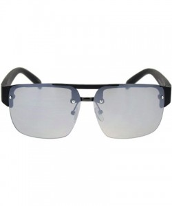 Rimless Minimal Mod Rectangular Half Rim Mens Plastic Designer Sunglasses - Matte Black Silver Mirror - CV18R7O6U8S $8.75