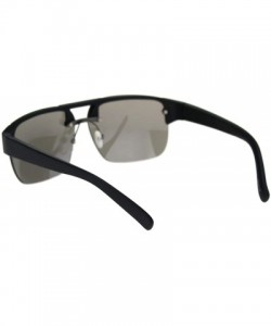 Rimless Minimal Mod Rectangular Half Rim Mens Plastic Designer Sunglasses - Matte Black Silver Mirror - CV18R7O6U8S $8.75