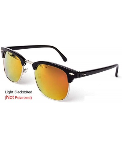Aviator Vintage Semi-Rimless Brand Designer Sunglasses Women/Men C2 Mattle Black - C8 Lightblack Red - CC18XAK8RG2 $17.78