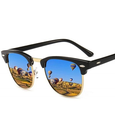 Aviator Vintage Semi-Rimless Brand Designer Sunglasses Women/Men C2 Mattle Black - C8 Lightblack Red - CC18XAK8RG2 $7.88