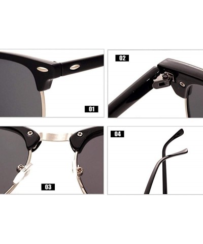 Aviator Vintage Semi-Rimless Brand Designer Sunglasses Women/Men C2 Mattle Black - C8 Lightblack Red - CC18XAK8RG2 $7.88