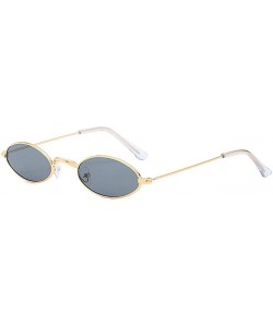 Oval Unisex Small Frame Oval Sunglasses Metal Ocean Sunglasses Trendy Fashion Glasses - B - CE196WSL88E $6.95