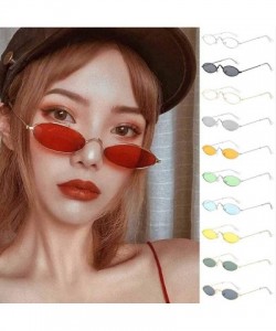 Oval Unisex Small Frame Oval Sunglasses Metal Ocean Sunglasses Trendy Fashion Glasses - B - CE196WSL88E $6.95